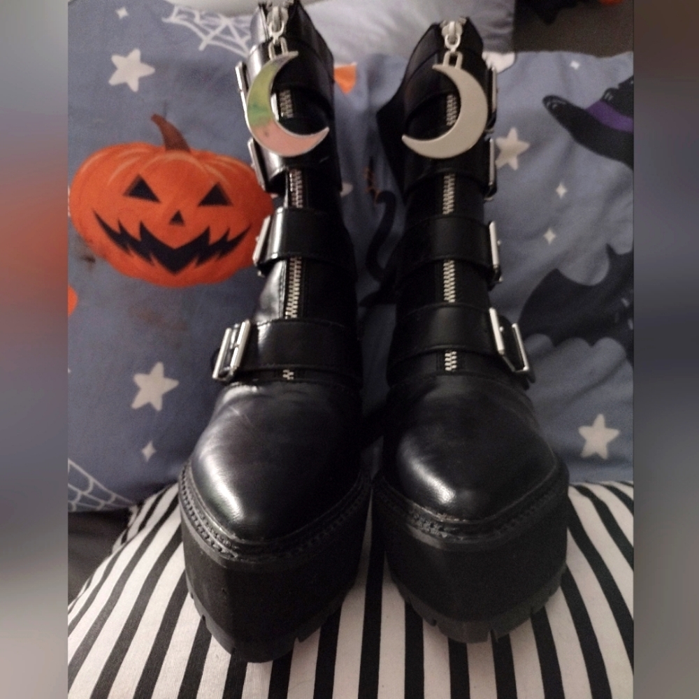 Killstar crescent moon platform goth boots